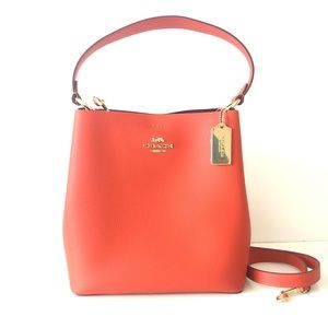Coach Town Bucket Bag Orange Red Leather Purse